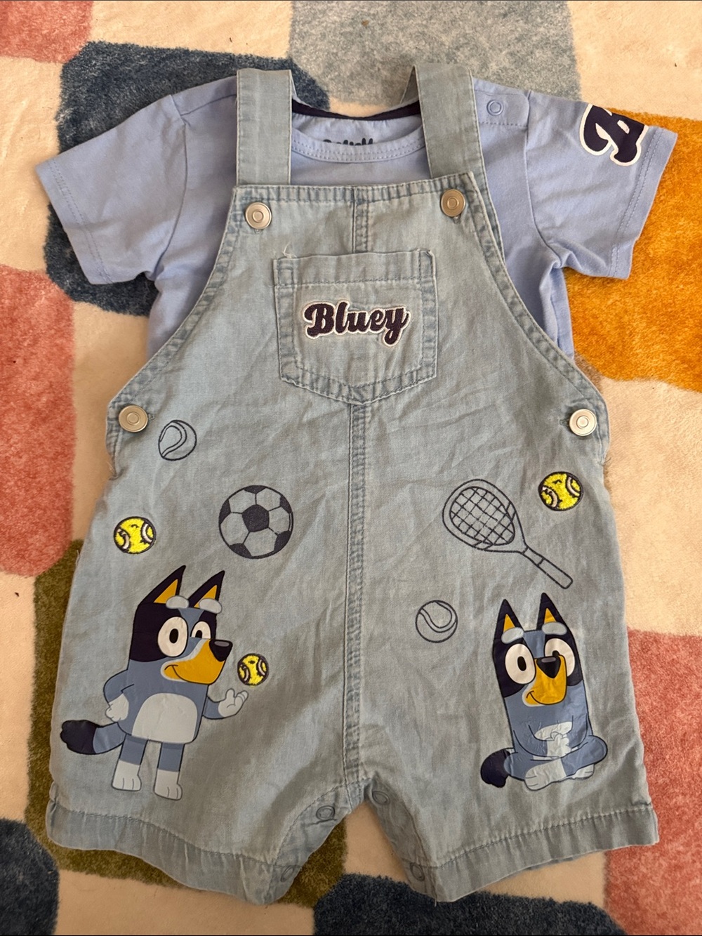 Bluey Light Blue Denim Dungaree One-Piece for Kids